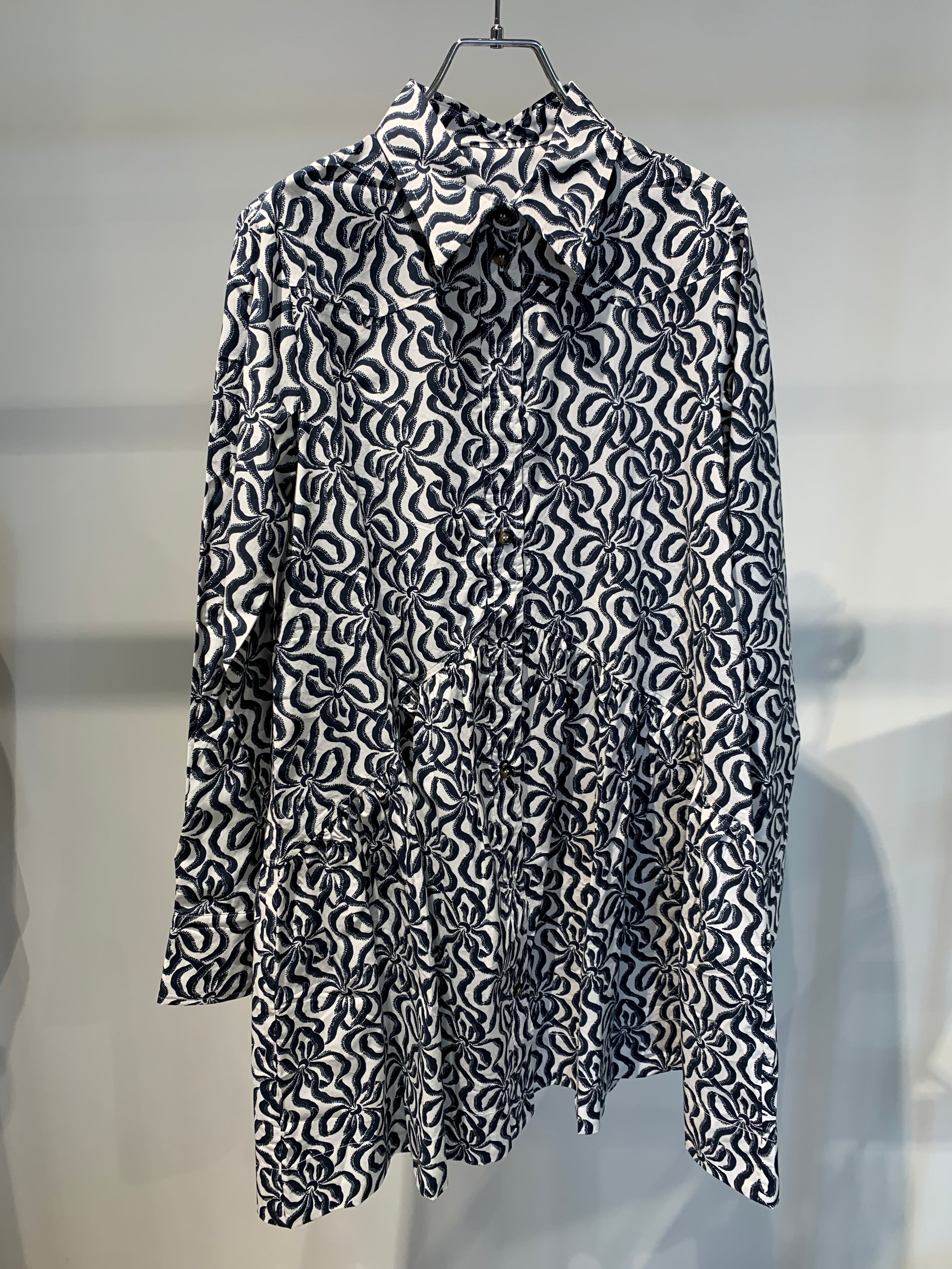 all-over pattern tiered shirt tunic