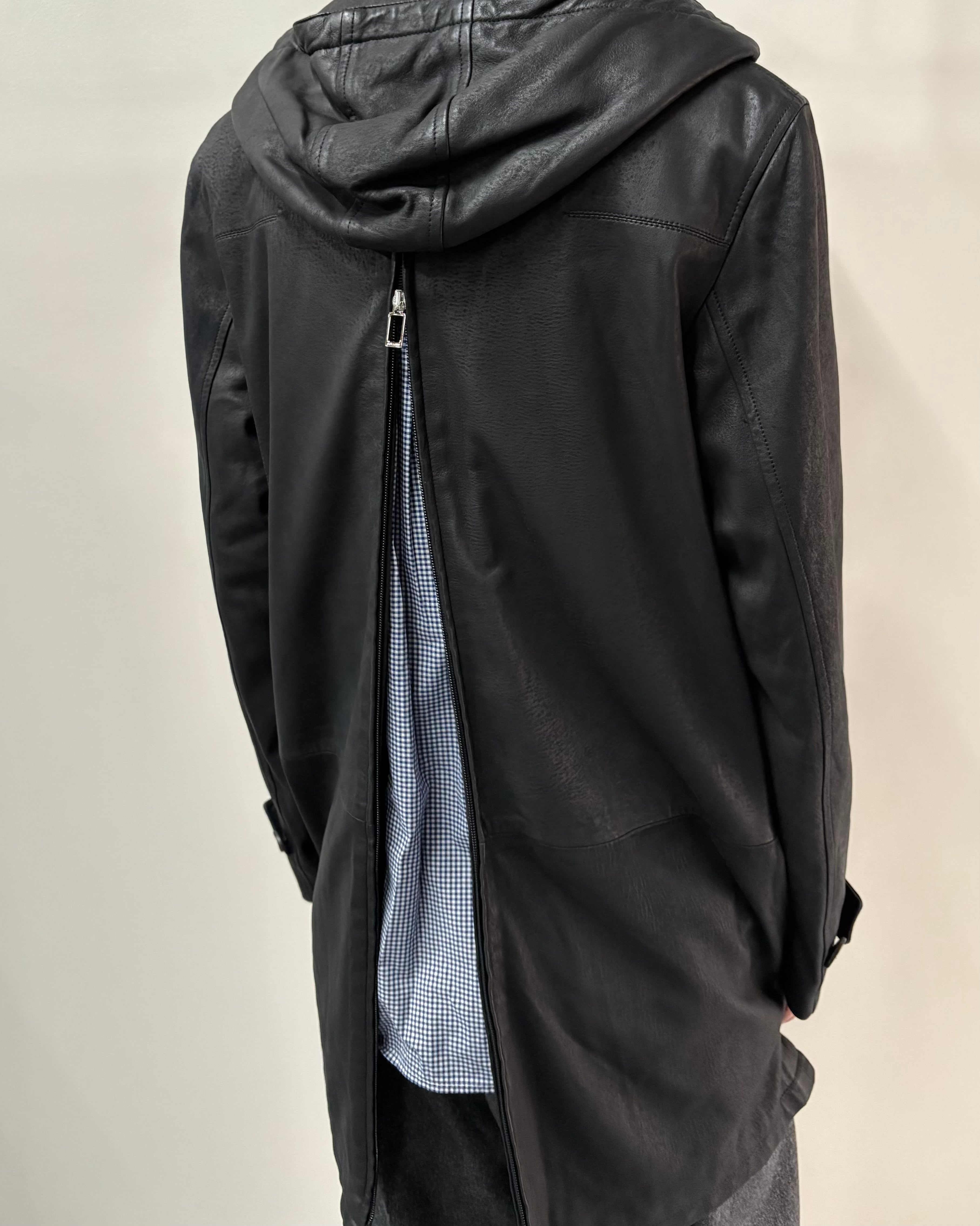ジャケット・アウター 13AW Dior Homme hooded leather jacket 2012AW/Dior homme by Kris Van Assche】hooded leather zip jacket
