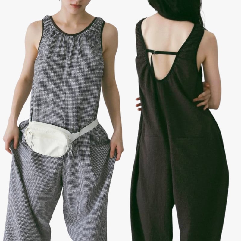 【anuke】Uneck Check Combinaison anuke 】Uneck Check Combinaison | valance 福井｜レディース