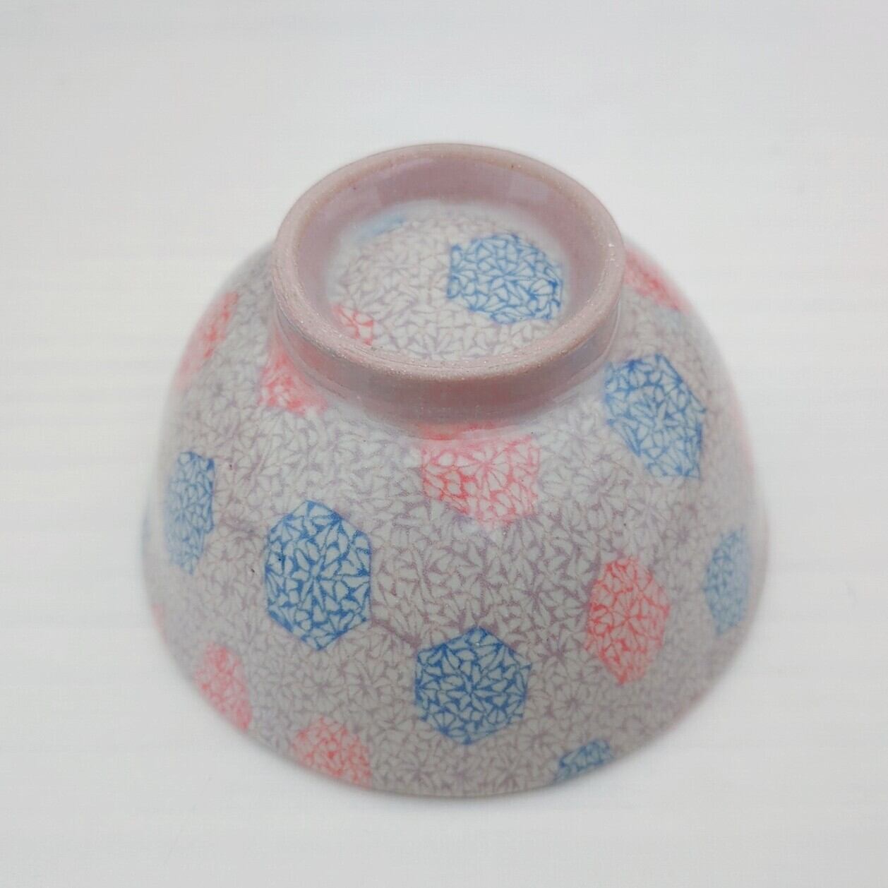 練り込み 麻の葉模様ご飯茶碗（3色柄）ベージュ系 | 陶談花