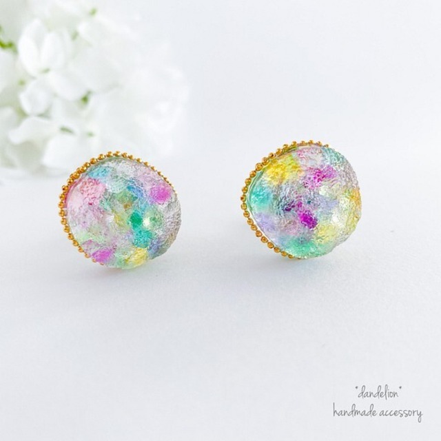 鉱石風カラフルサークルピアス / イヤリング