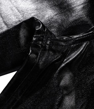 luster black coating flare denim