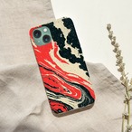 受注生産 iPhoneケース 赤と黒のダイナミック墨流し｜紙マーブリング MARB010D