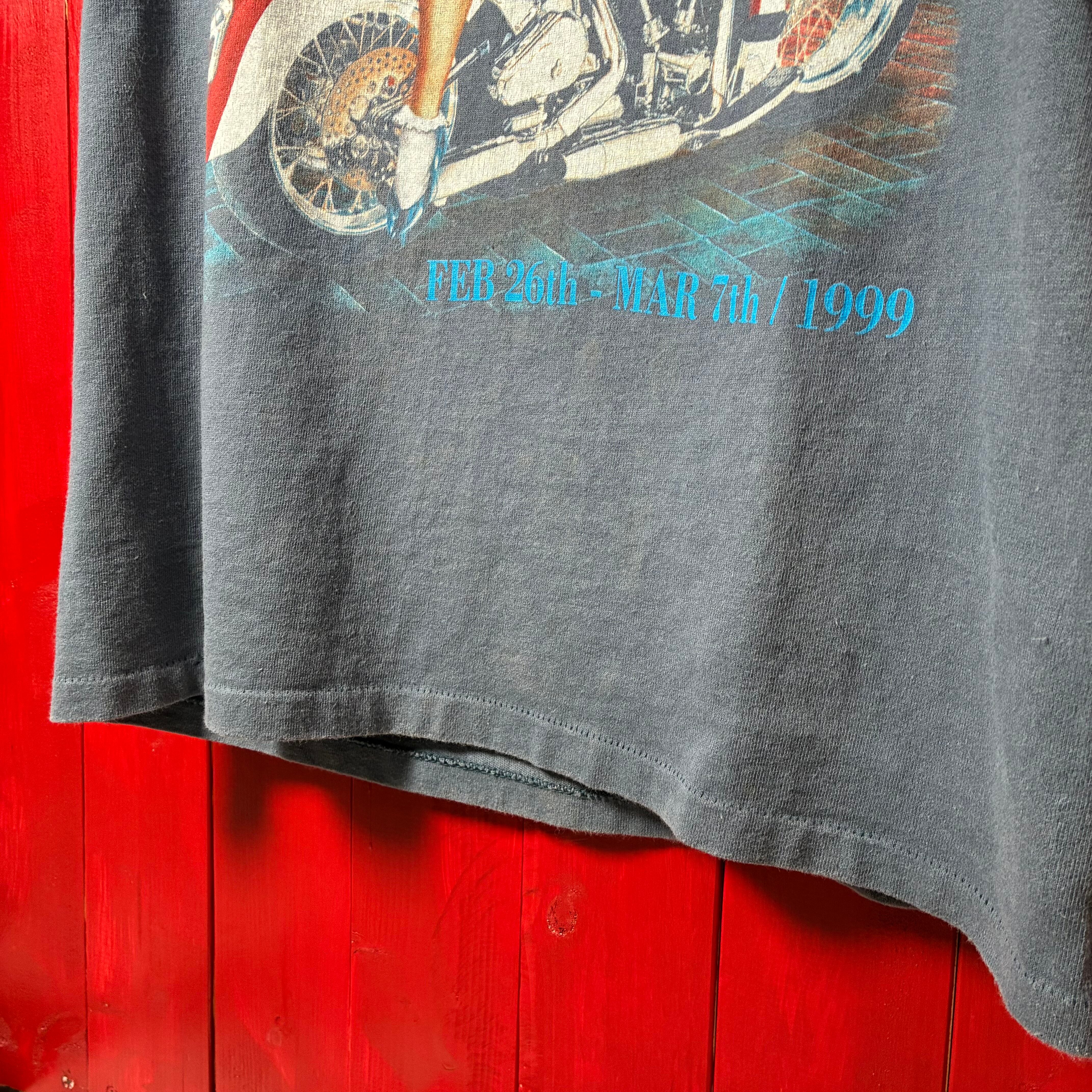 90s USA製 BIKE WEEK ピンナップガール Tシャツ グレー | 古着屋 the moon