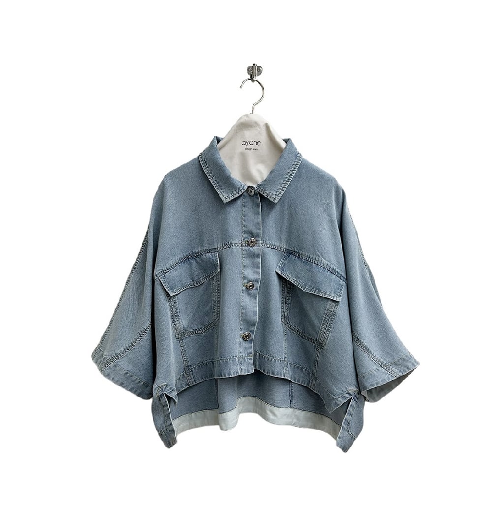 予約販売] ayane アヤン テンセルデニムショート丈シャツ 826503 (4/中
