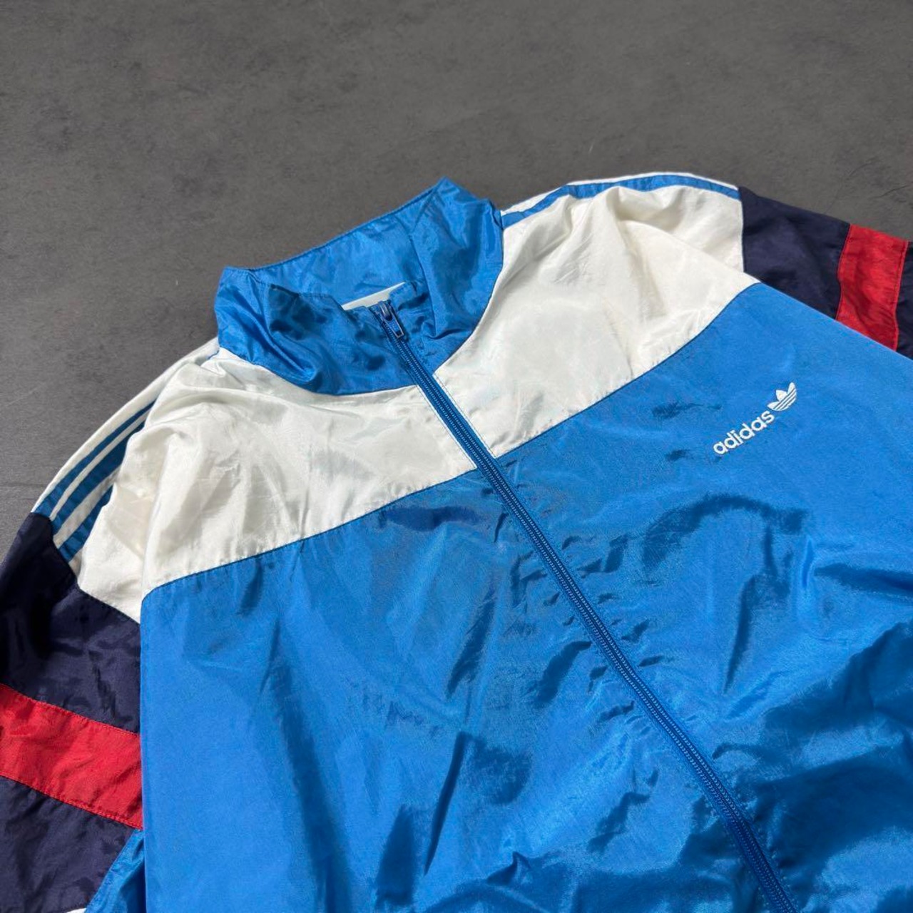 90s Adidas Nylon Track Jacket blue white 古着 - 3