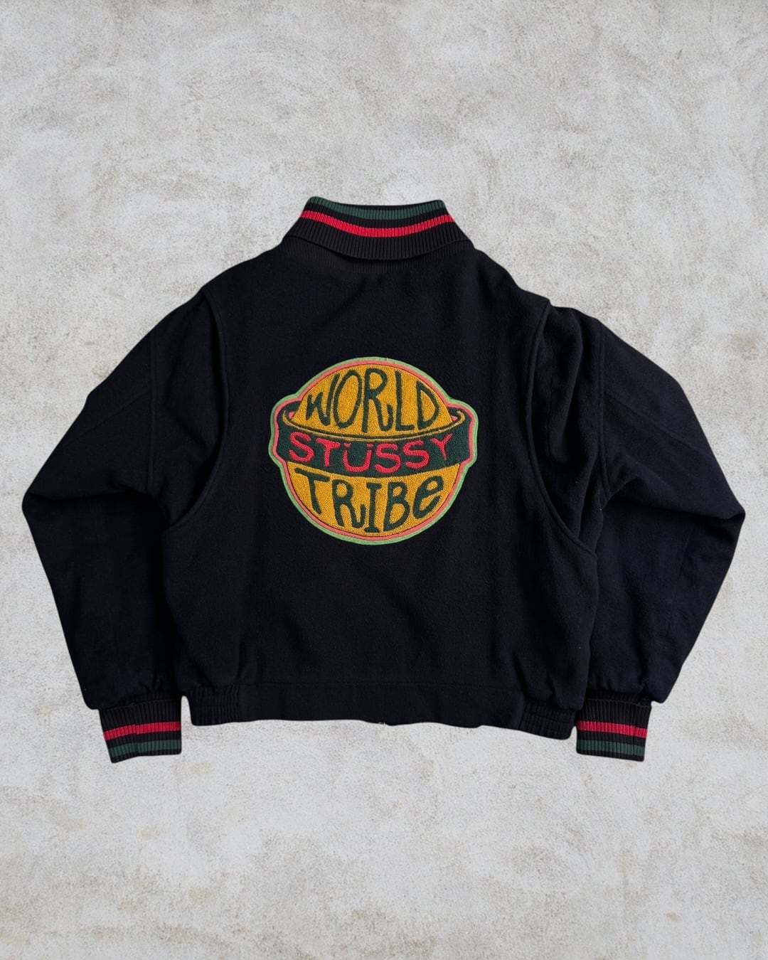 Special!!】90's old stussy Wool Varsity Jacket “©︎1991” “WORLD