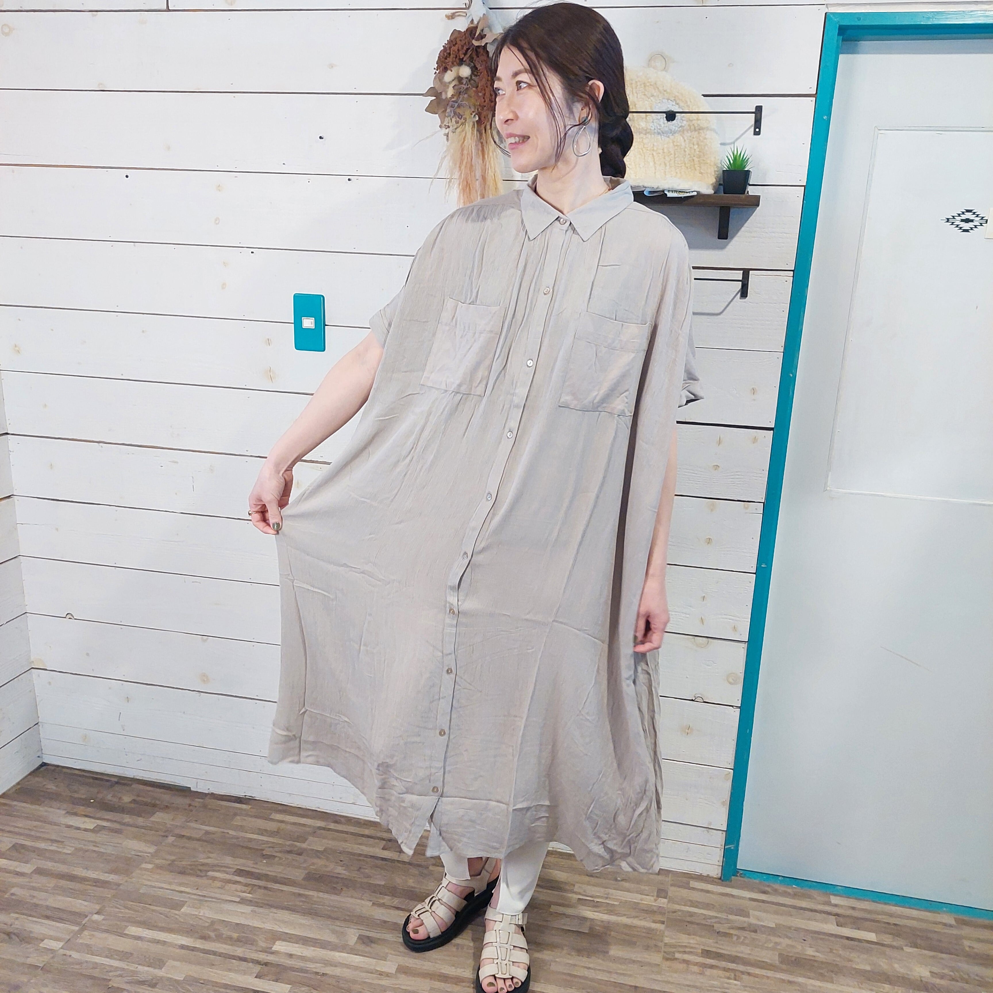 『People's』0949  レーヨンコットンワイドワンピース　フリーサイズ