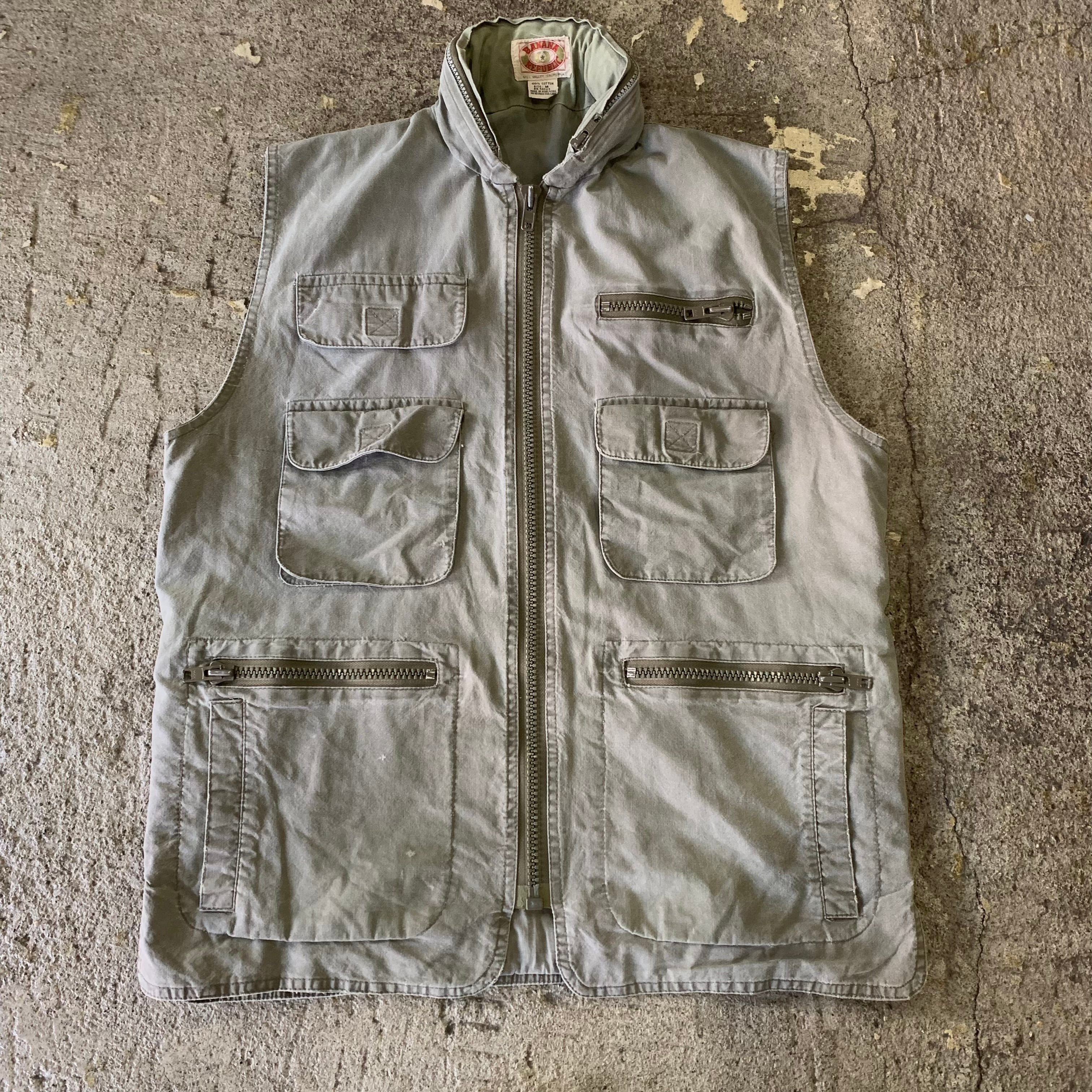 80s BANANA REPUBLIC レザーサファリベスト 80s BANANA REPUBLICバナナリパブリック ラムレザー サファリ