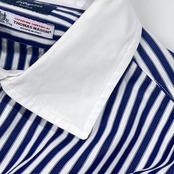 EDIFICE Lelegance エディフィス THOMAS MASON 生地 ストライプ クレリック風 長袖シャツ 44/ネイビー×ホワイト 系 メンズ