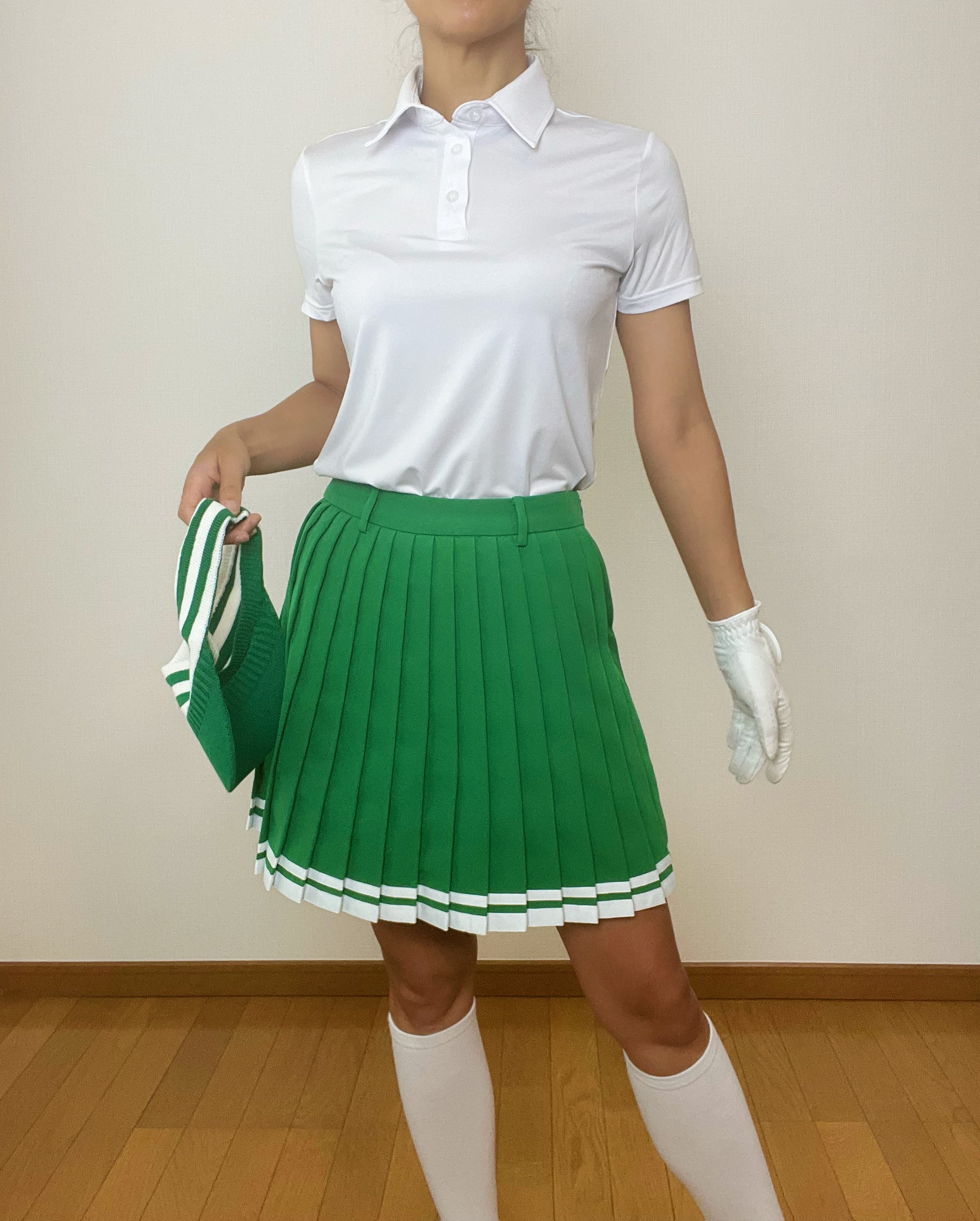 *即納*グリーンラインプリーツスカート (Green)