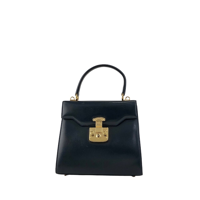 GUCCI グッチ ハンドバッグ ネイビー レディロック レザー 000・2110・0211 2WAY vintage ヴィンテージ オールド 5yyupi
