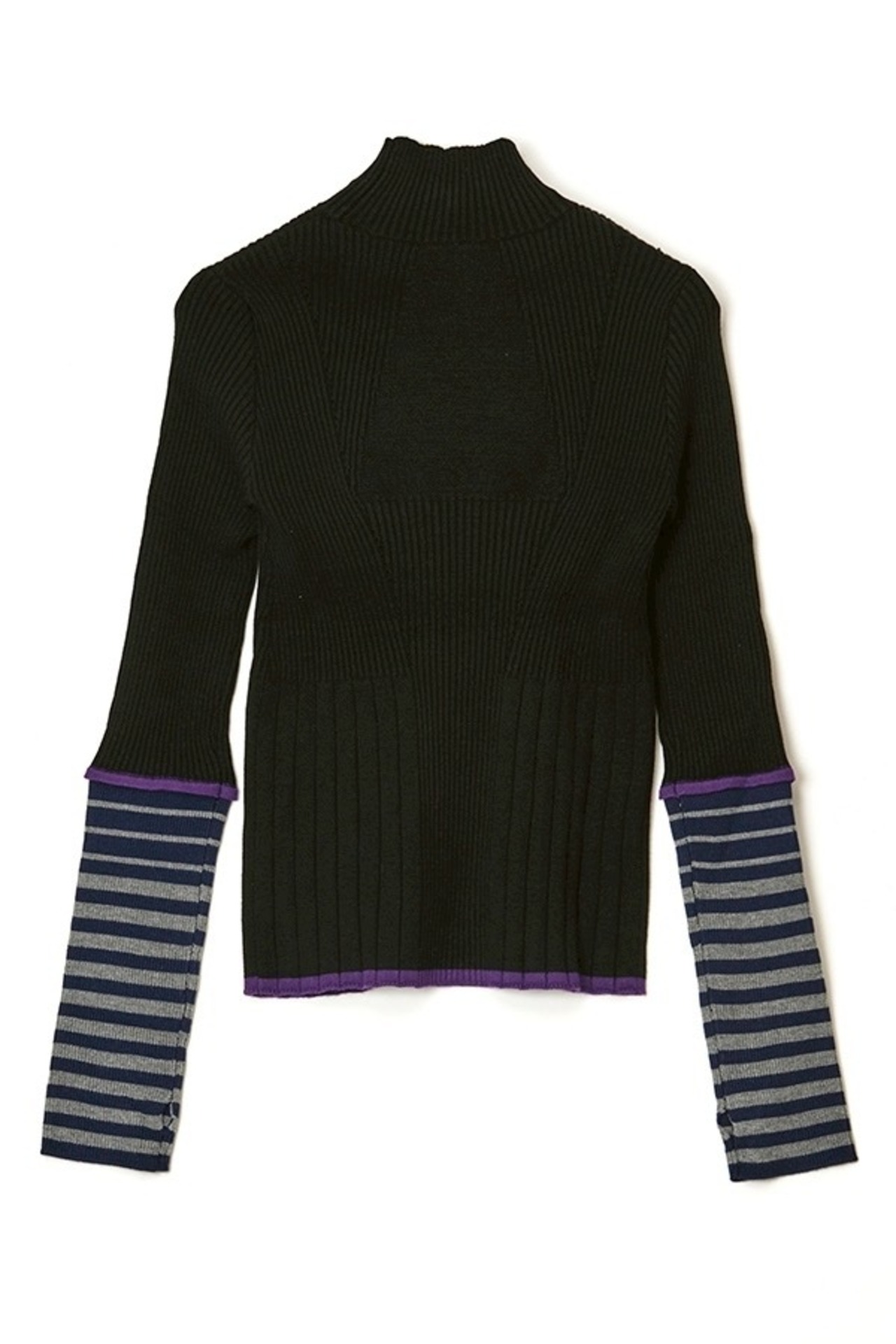 アウラアイラ AULA AILA BORDER SLEEVE RIB KNIT