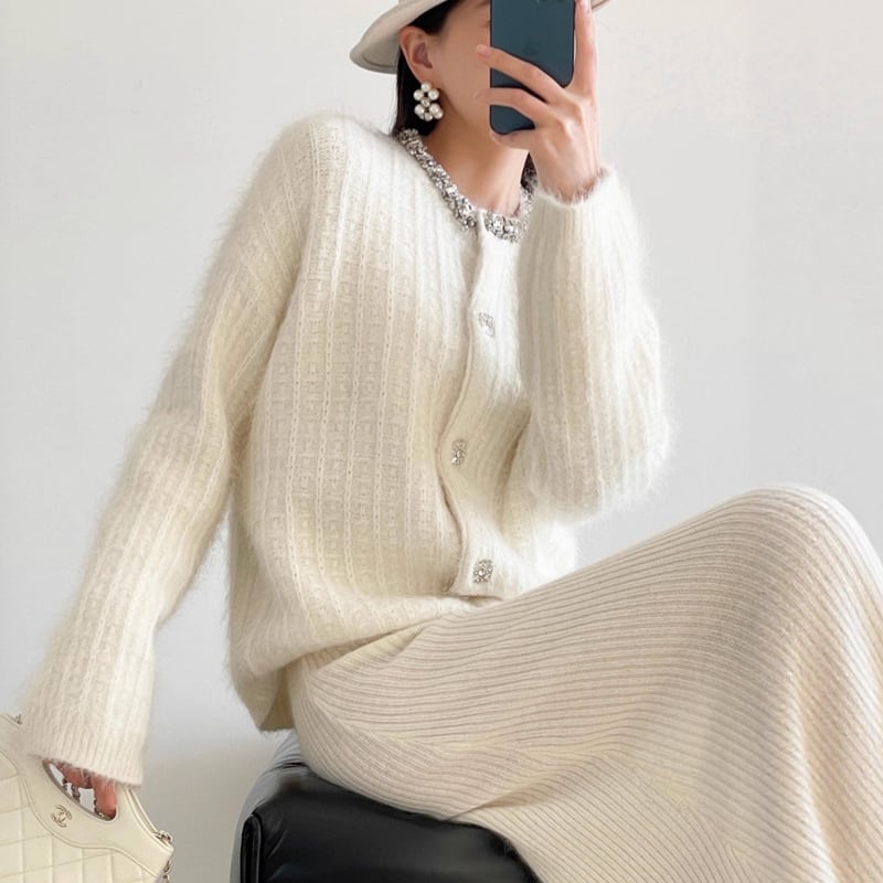 【outer】ストーン付きカーディガン Q6528