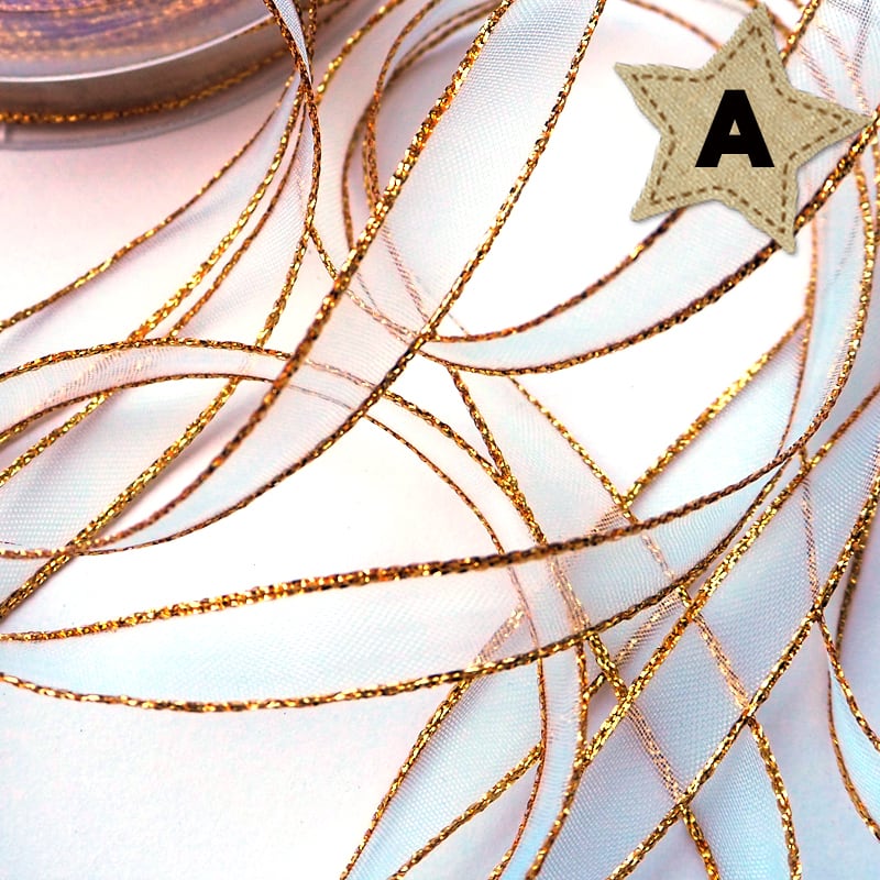 2m 10mm幅】全6色 ゴールドライン 金縁 オーガンジーリボン | リボン