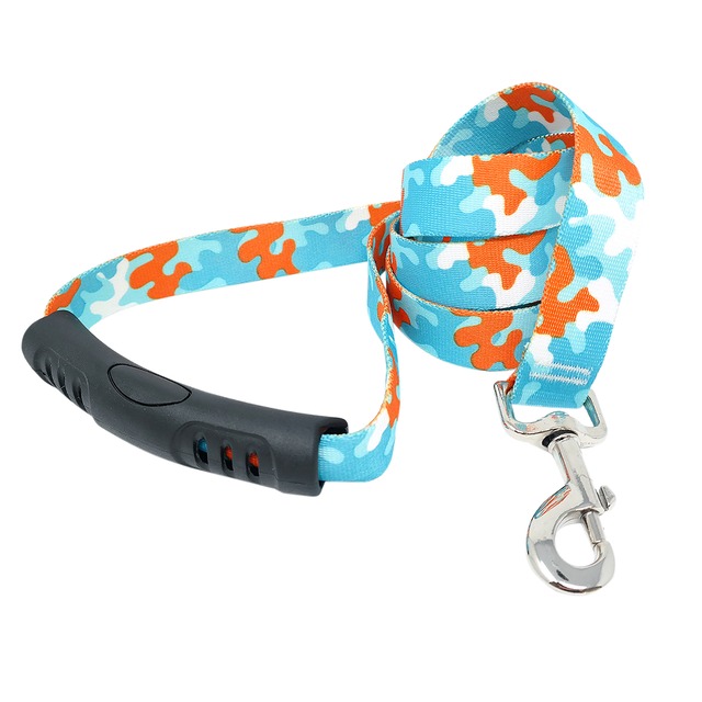 Orange & Aqua Camo 首輪＋リードセット Mサイズ - Yellow Dog Design