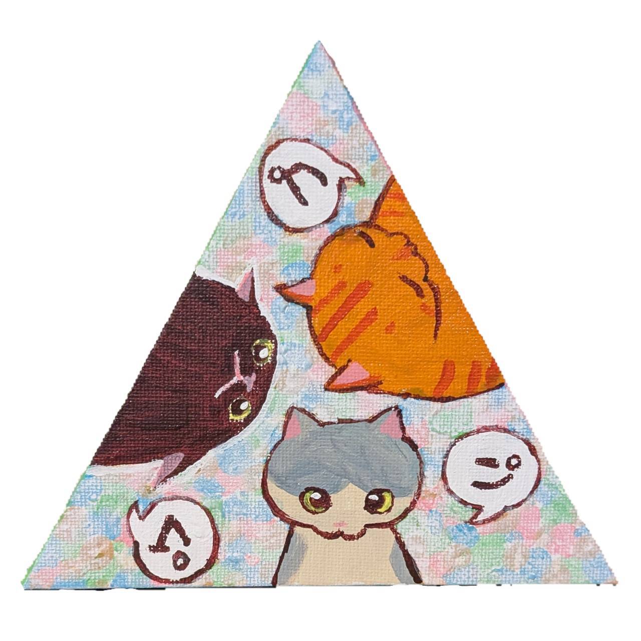キャンバス アクリル絵の具「星のすずらんとねこちゃん」 すずらん青