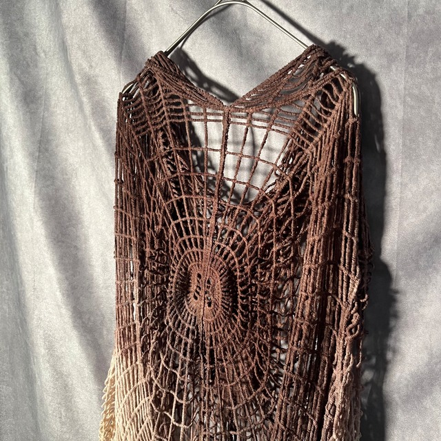 spider knit Brown×White
