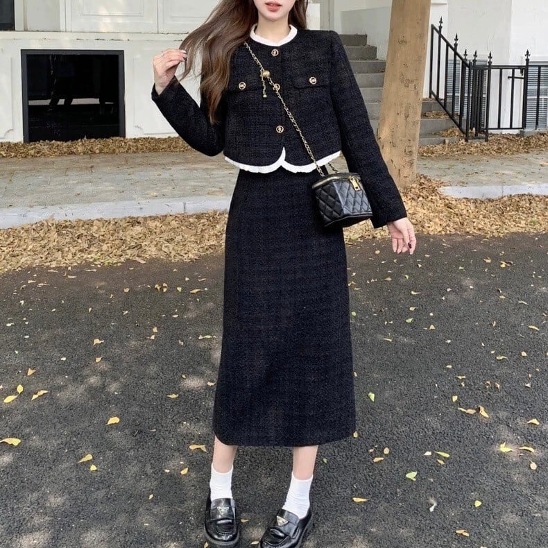12026 ツイードセットアップ ジャケットとスカートの2点セット スーツ  