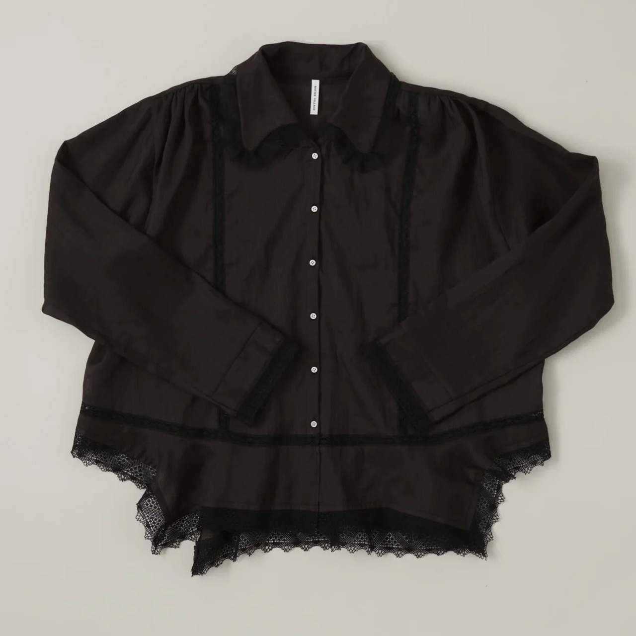 NativeVillage (ネイティブヴィレッジ) No.6 寂静 ロングスリーブレースブラウス（black）