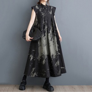 Stand Collar Sleeveless Dress / スタンドカラー ノースリーブ ワンピース