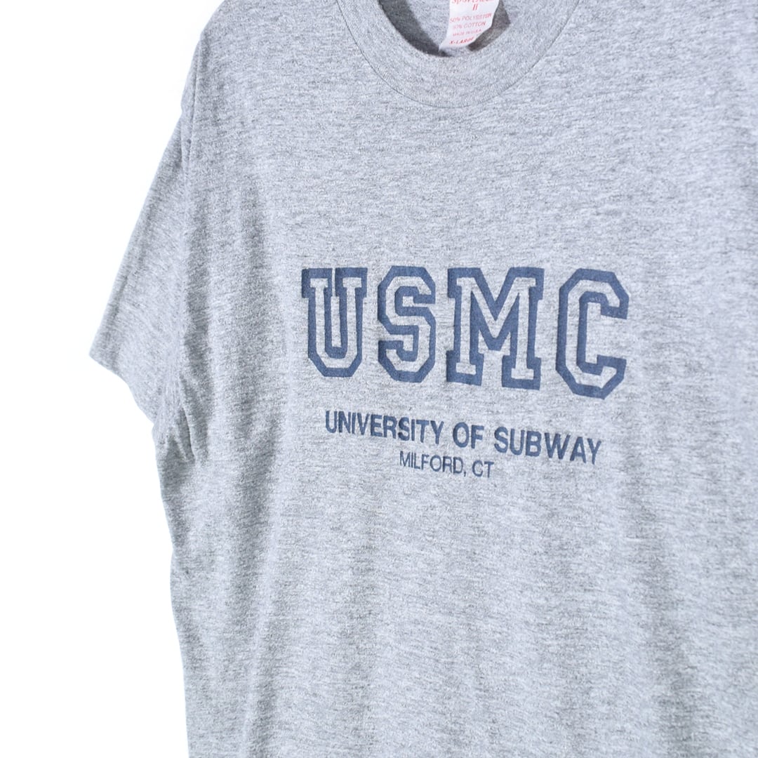 90s USMC USA製 ヴィンテージTシャツ 霜降りグレー ミリタリー 袖