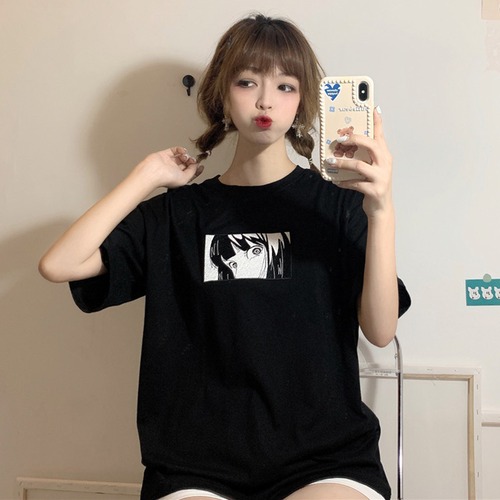✞ ラウンドネックプルオーバー Tシャツ 刺繍プリントカジュアルトップス ✞ゴスロリ SM ミリ 甘ロリ クラロリ 和ロリ エレガント 黒ロリ 姫ロリ 華ロリ BB-BB3459913