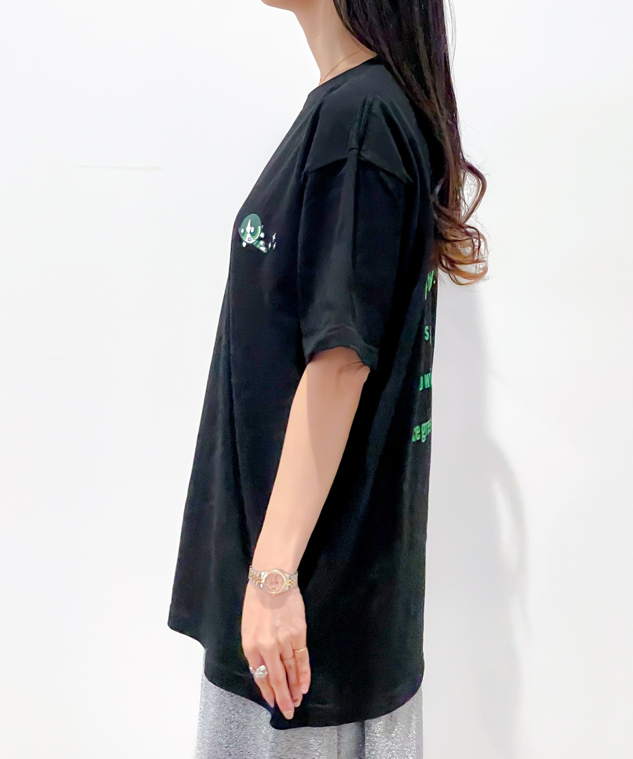 F252005-05_The Powerpuff Girls×Flapper Tシャツ_バターカップ（ブラック） - 2