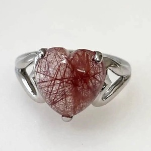 ナチュラル　ストーン　ハート　925 シルバー　リング