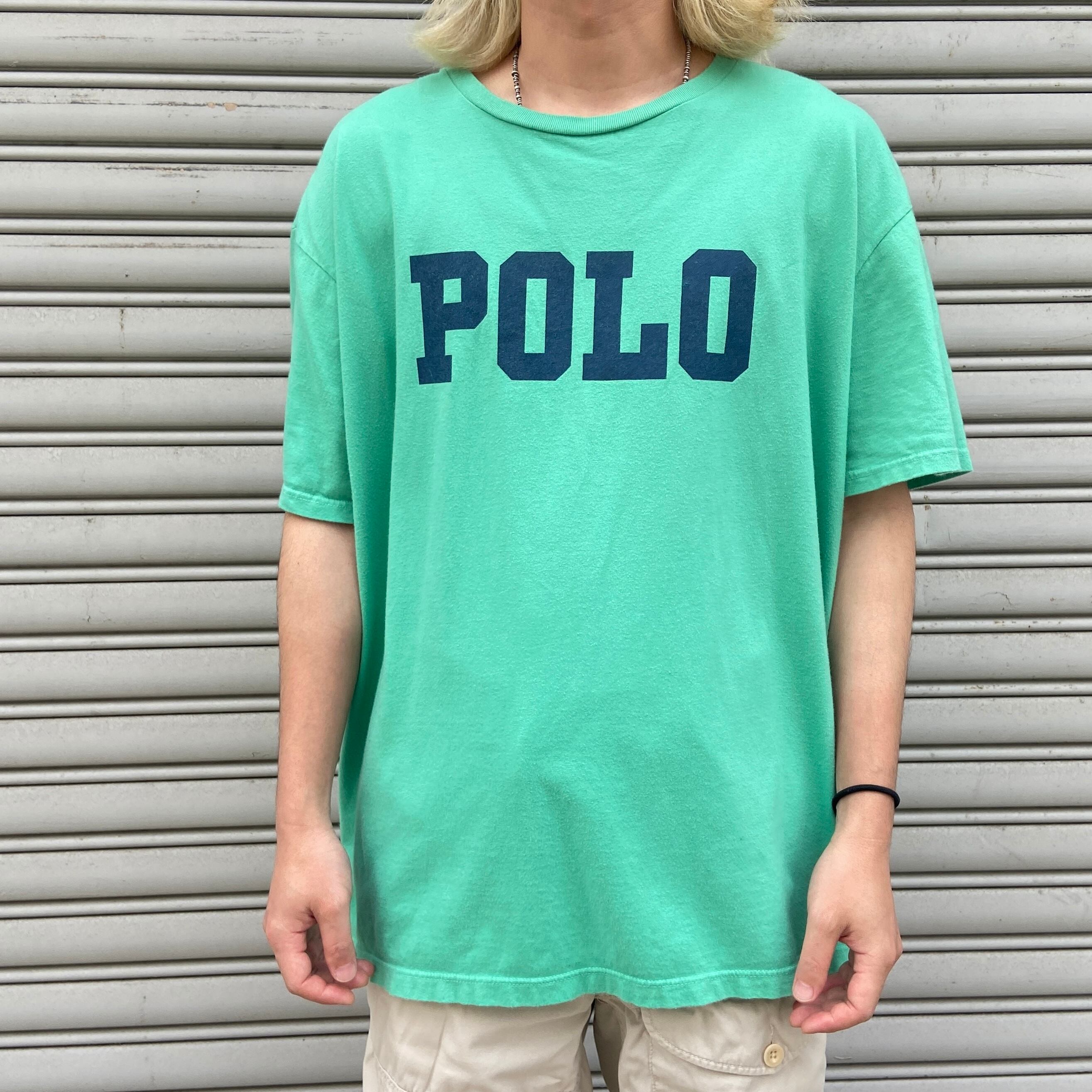 ラルフローレン ビッグロゴTシャツ POLOロゴ プリントT グリーン XL