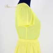 【美品 社交ダンス衣装】上下セット レッスンウェア 練習着 DanceFashionPier 黄色 イエロー 無地 シンプル レオタード 清楚