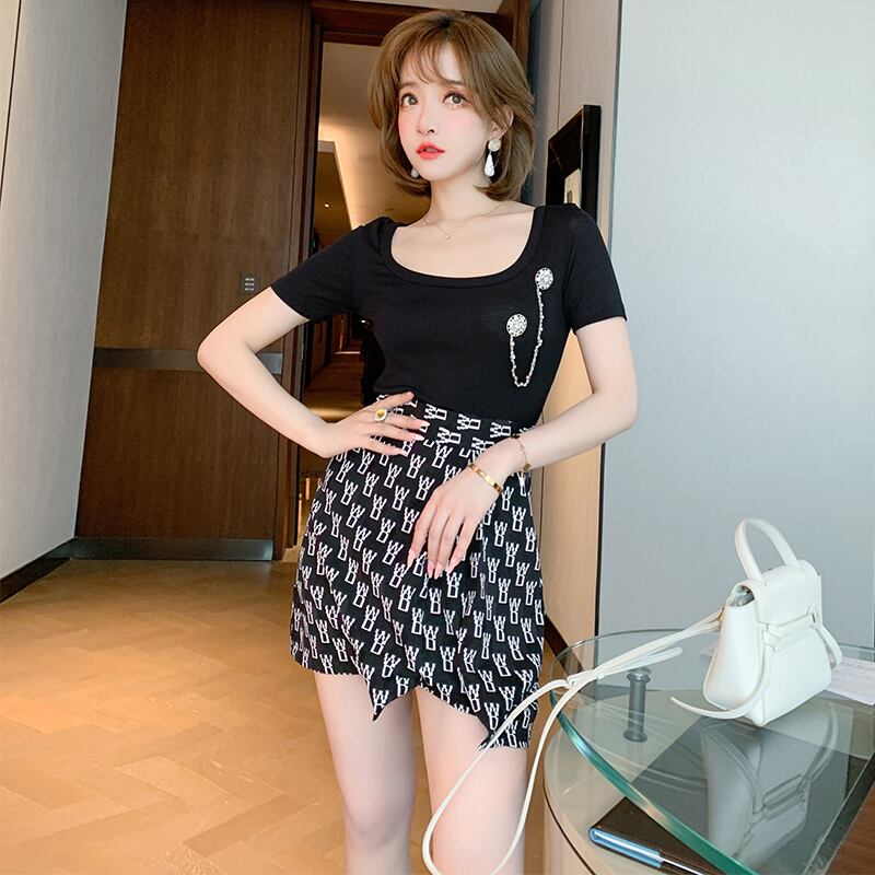 チェーン スリムTシャツ トップス サマースタイル 夏物 MIUCO43028385004