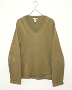 90s tsd Front-Pockets V-Neck Waffle Knit