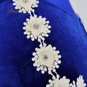 社交ダンス 衣装 ラテン ドレス ワンピース 青 フリンジ ベロア 花 デモ 競技 高級感 パーティ 発表会 ブルー系 フリンジドレス ストレッチ 伸縮性 レディース 社交ダンス衣装 高級素材 デモ用 ダンス衣装 フェミニン おしゃれ 大人用 フォーマル ショートドレス 競技会用 パーティー服