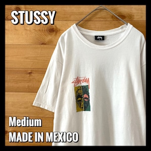 【STUSSY】ワンポイント バックプリント 半袖 Tシャツ ストックロゴ ショーンフォント ステューシー Mサイズ US古着 アメリカ古着