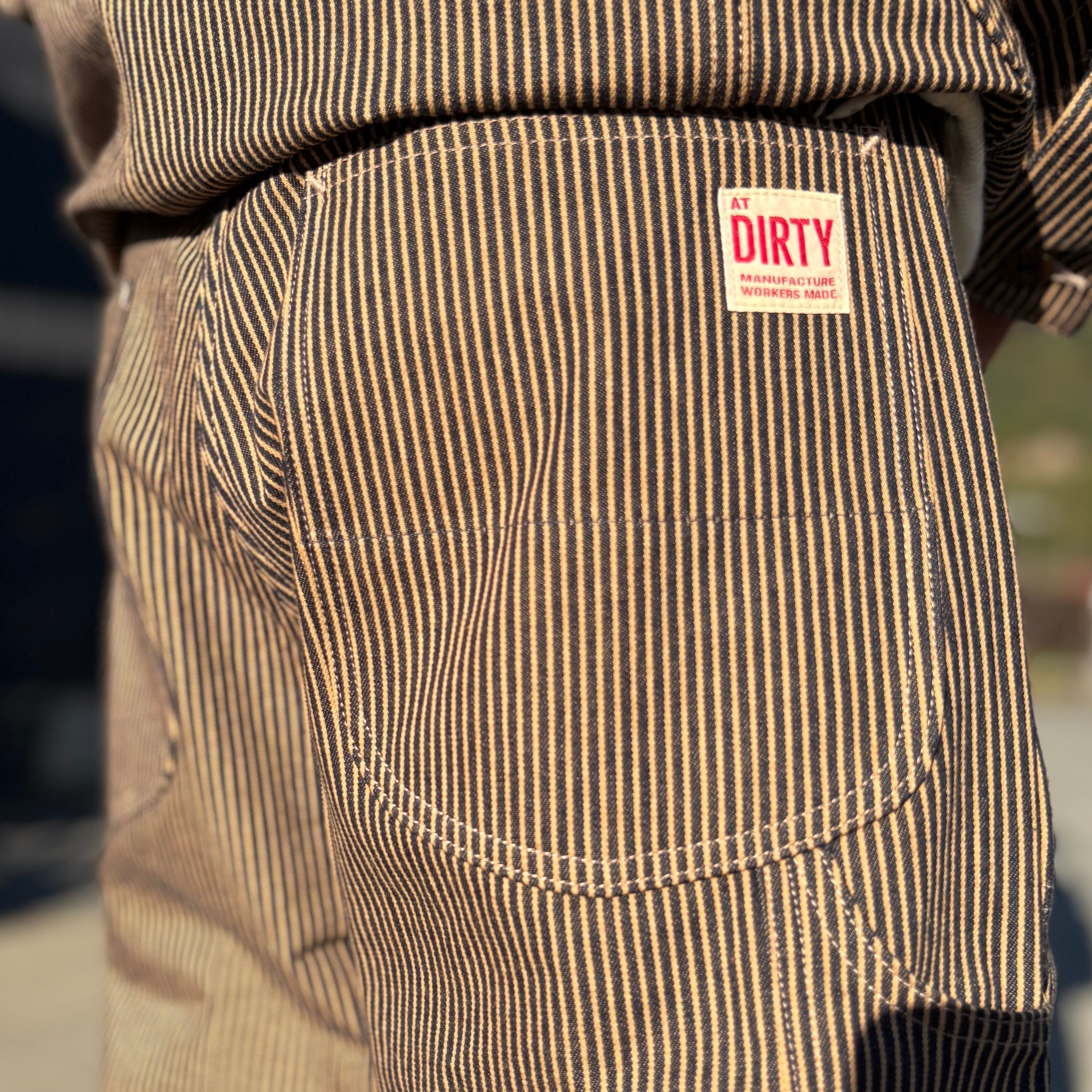 AT-DIRTY WORKERS PANTS ヒッコリー ワークパンツ 泥染め 10oz