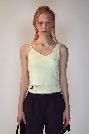 [rest & recreation] RR LOGO LAYERED TANK TOP - LIGHT YELLOW 正規韓国ブランド 韓国ファッション 韓国代行 rest recreation レストアンドレクリエーション