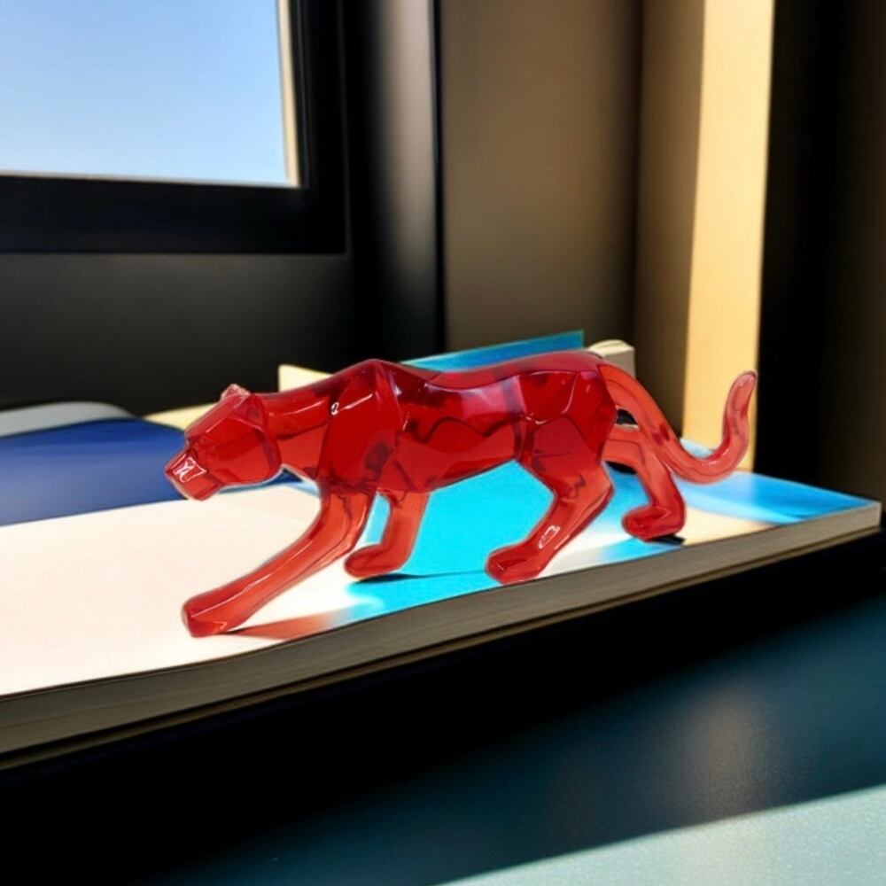 オブジェ ヒョウ 置物 透明 幾何学的 オーナメント アート