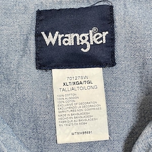 【Wrangler】ウエスタンデニムシャツ デニムシャツ ウエスタンシャツ ショルダーヨーク フラップポケット XLT ビッグシルエット ラングラー 胸パッチ us古着