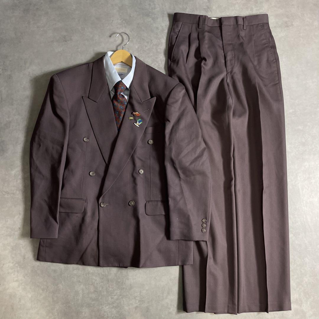 80s-90s スーツ ダブル セットアップ成人式vol.146一点物くすみ紫