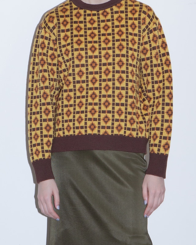 1960-70s geometric jacquard knit sweater