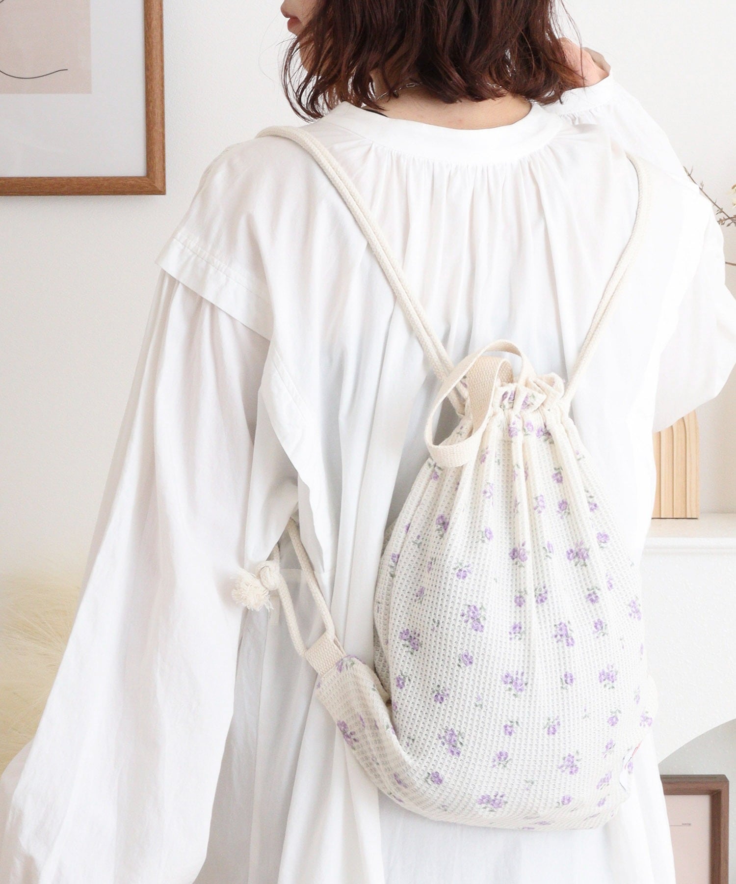 JEMORGAN】ワッフル花柄プリント ナップサック #JF302-15S | JEMORGAN