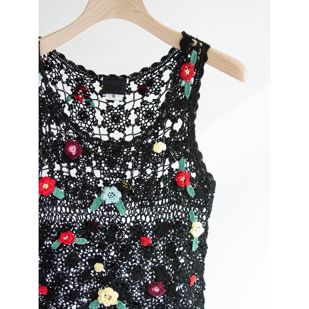 【D&G】Made in Italy Crochet Sleeveless Top Knit Vest（D&G イタリア製 ノースリーブクロシェットトップス ニットベスト）