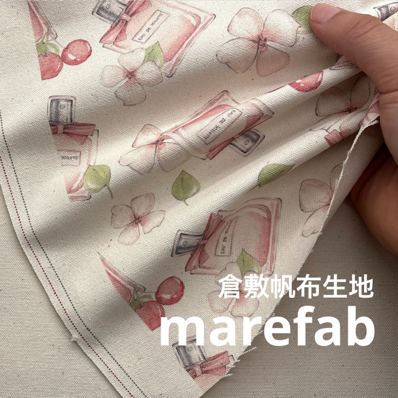 TB767◆80cm◆M◆倉敷帆布生地◆10号◆マレファブ◆香水柄◆製作事例あり