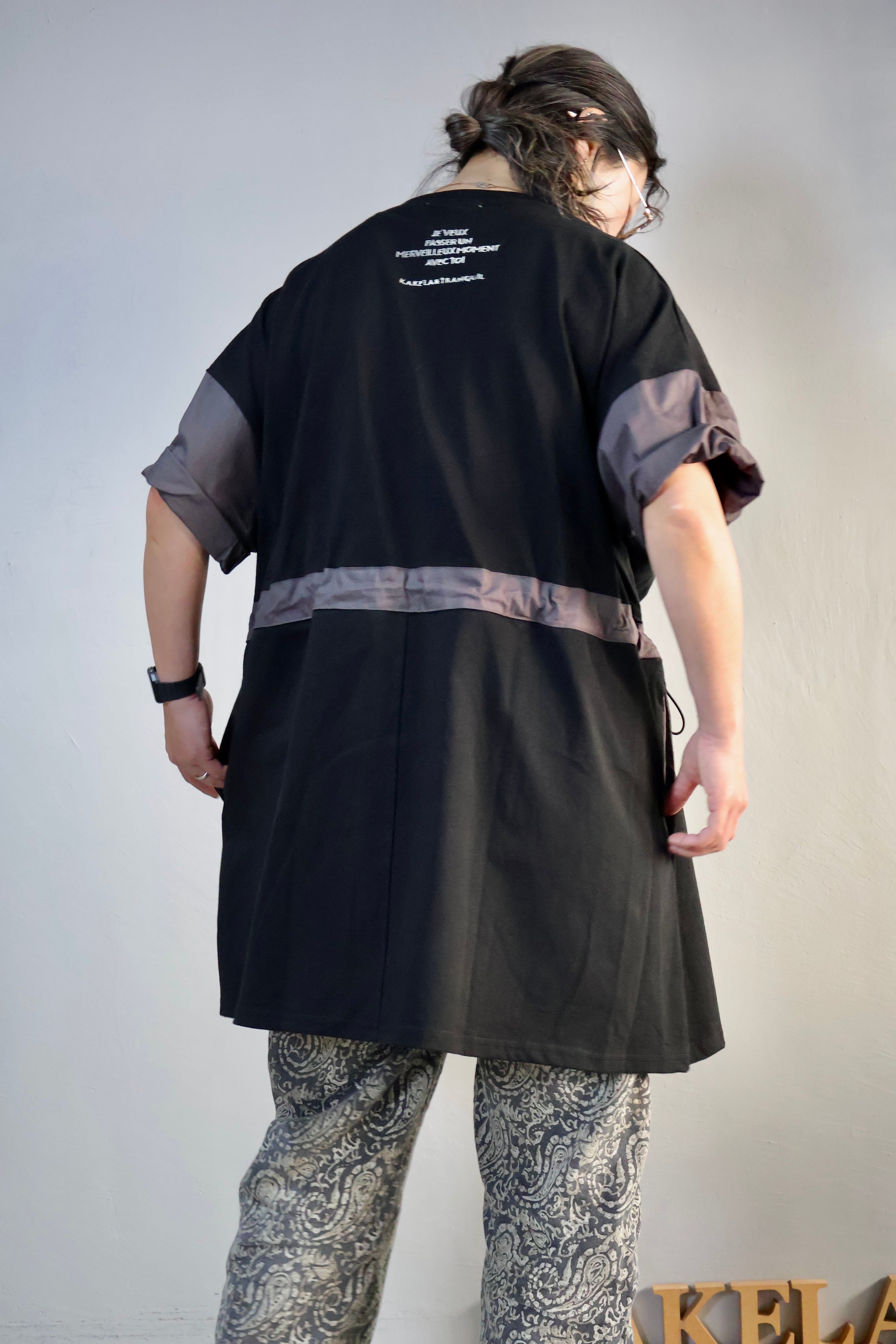 天竺×布帛ロング切り替えクルー【12504-221-10】2025SS