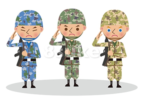 イラスト素材：多国籍な軍人のイメージ（ベクター・JPG）