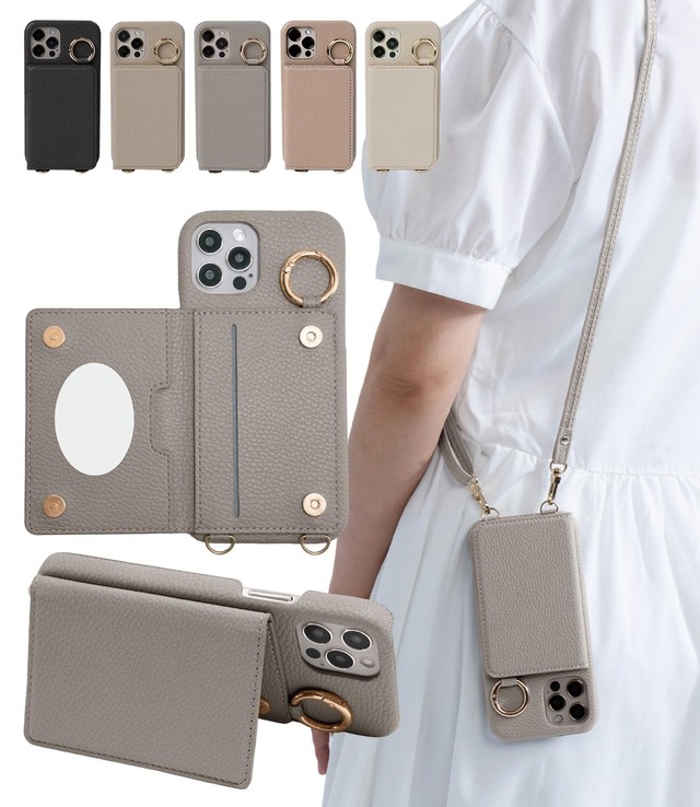 shinyle スマホケース 12 いphone 用 12pro ケース ショルダー 12 pro ストラップ付き カード収納 可愛い スマホカバー おしゃれ 12ケースpro iphone向けの かわいい 斜め掛け 耐衝撃15プロ 鏡 ミラー付き 落下防止