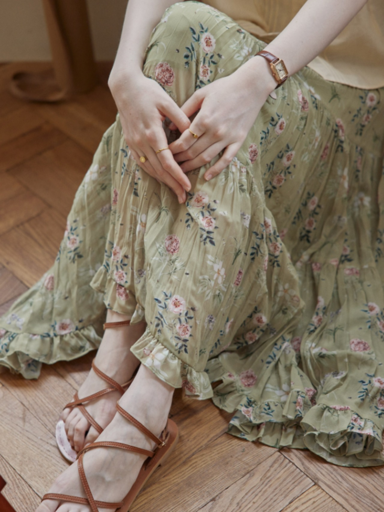 Roseraie Tiered Pleated Skirt F0689