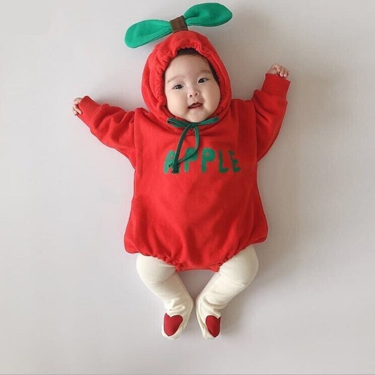 ベビー ロンパース 66 100cm 新生児 ロンパース 長袖 春 秋 冬 りんご オレンジ バナナ 海外子供服専門通販サイト リーファ