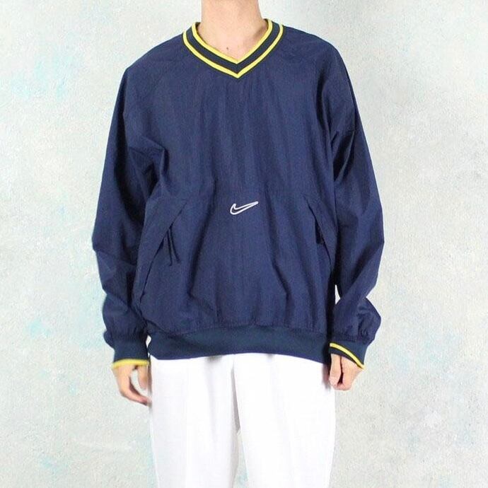 NIKE ネイビー×イエロー ナイロンプルオーバー【FF-3572】 | cv